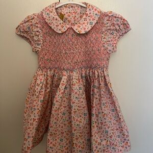 The Beaufort Bonnet Company Pink Smocked Sundress with Peter Pan Collar